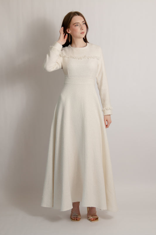 Tweed dress ecru