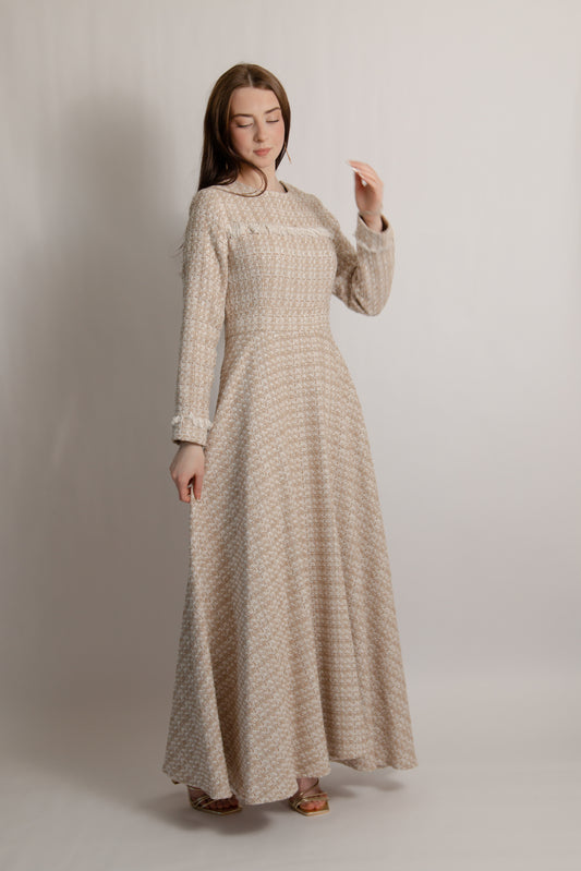 Tweed dress latte