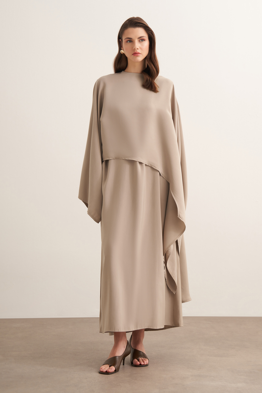 Dhiba Cupra Two-Piece Suit with Cape