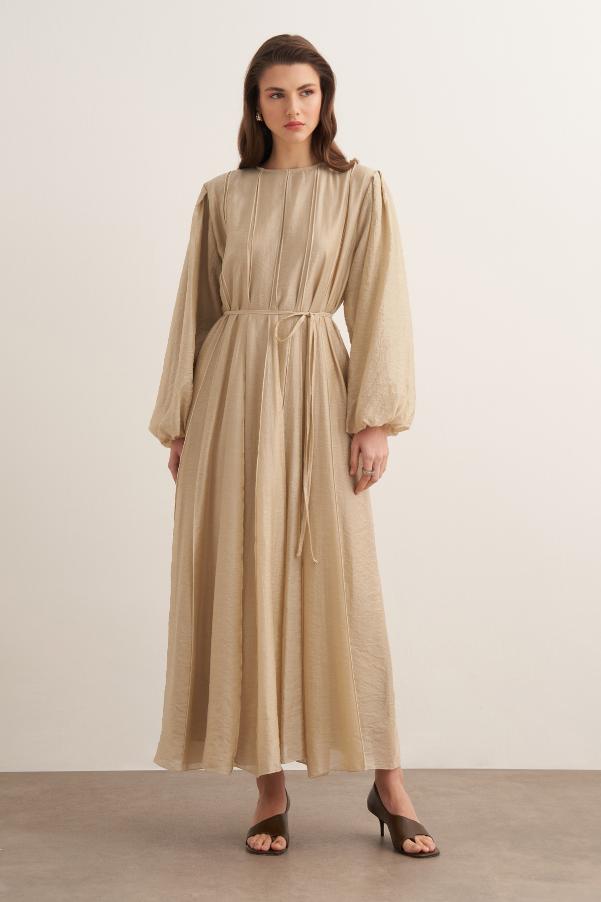 Monroe ribbed stitch long dress butter