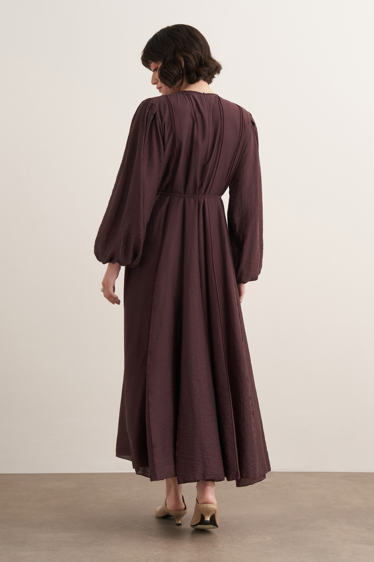Monroe ribbed stitch long dress burgundy