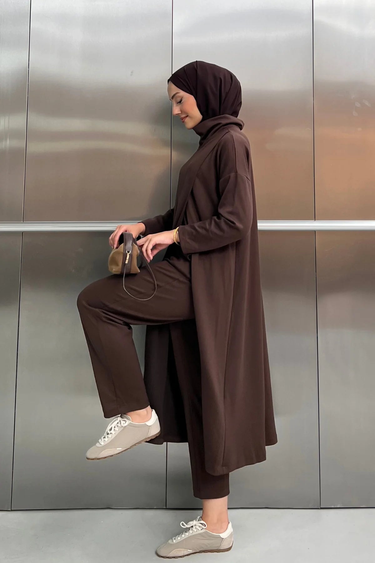 Oysho tunic co-ord set brown